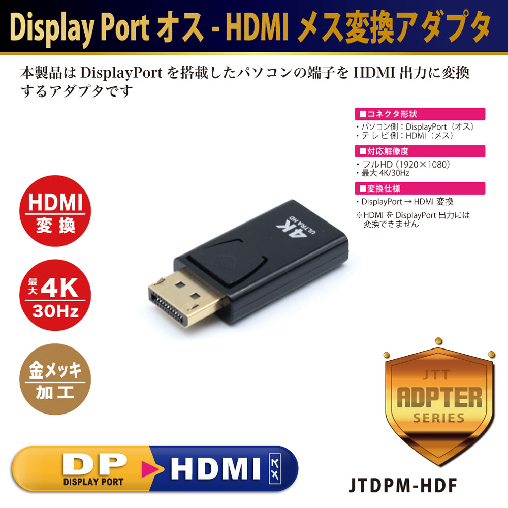 DisplayPortオス – HDMIメス変換アダプタ – JTT Direct